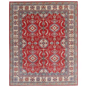 Afghan Hand-knotted Vegetable Dye Kazak Wool Rug (7'10 x 9'10)