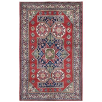 Afghan Hand-knotted Vegetable Dye Kazak Wool Rug (5'9 x 9'4)