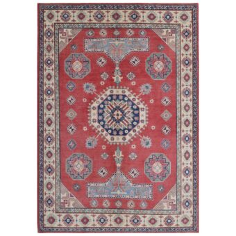 Afghan Hand-knotted Vegetable Dye Kazak Wool Rug (6' x 8'8)
