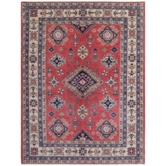 Afghan Hand-knotted Vegetable Dye Kazak Wool Rug (5'7 x 7'5)