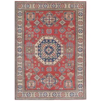 Afghan Hand-knotted Vegetable Dye Kazak Wool Rug (5'4 x 7'5)