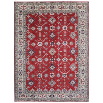 Afghan Hand-knotted Vegetable Dye Kazak Wool Rug (9'7 x 13'3)