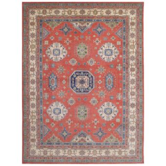 Afghan Hand-knotted Vegetable Dye Kazak Wool Rug (9'10 x 13'8)