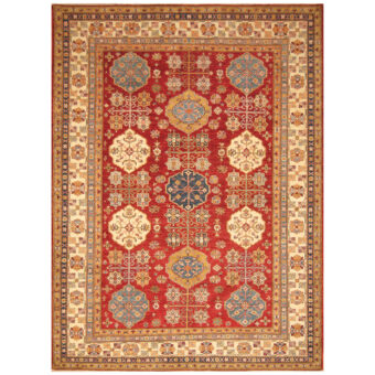 Afghan Hand-knotted Vegetable Dye Super Kazak Wool Rug (8' x 10'10)