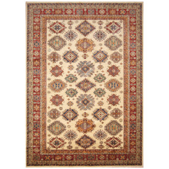 Afghan Hand-knotted Vegetable Dye Super Kazak Wool Rug (8'1 x 11'5)