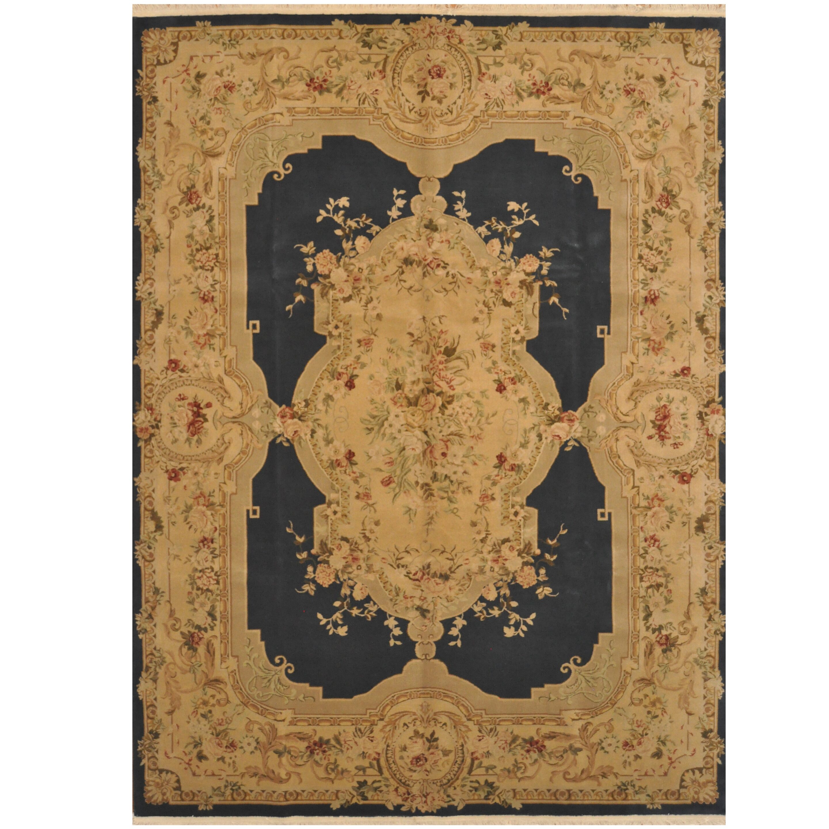 Indo Hand-knotted Aubusson Wool Rug (8'6 x 11'6)