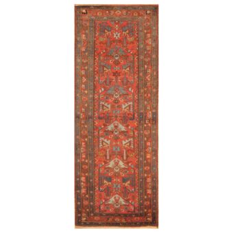 Persian Hand-knotted 1920's Tribal Heriz Wool Runner (3'5 x 9'9)