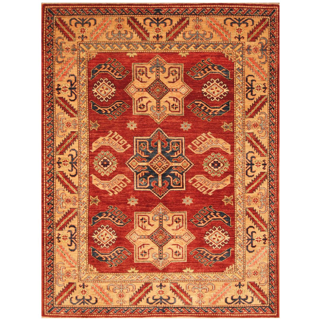 Afghan Hand-knotted Super Kazak Wool Rug (4'2 x 6')