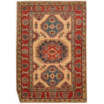 Afghan Hand-knotted Tribal Kazak Wool Rug (2'10 x 4')