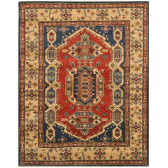 Afghan Hand-knotted Tribal Kazak Wool Rug (5' x 7'3)