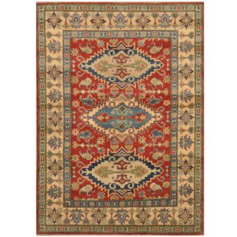Afghan Hand-knotted Tribal Kazak Wool Rug (5' x 7')