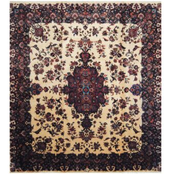 Persian Hand-knotted 1940's Antique Mashad Wool Rug (11'7 x 12'7)