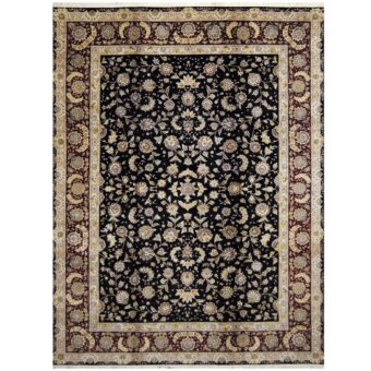 Indo Hand-knotted Tabriz Wool & Silk Rug (8'8 x 11'8)