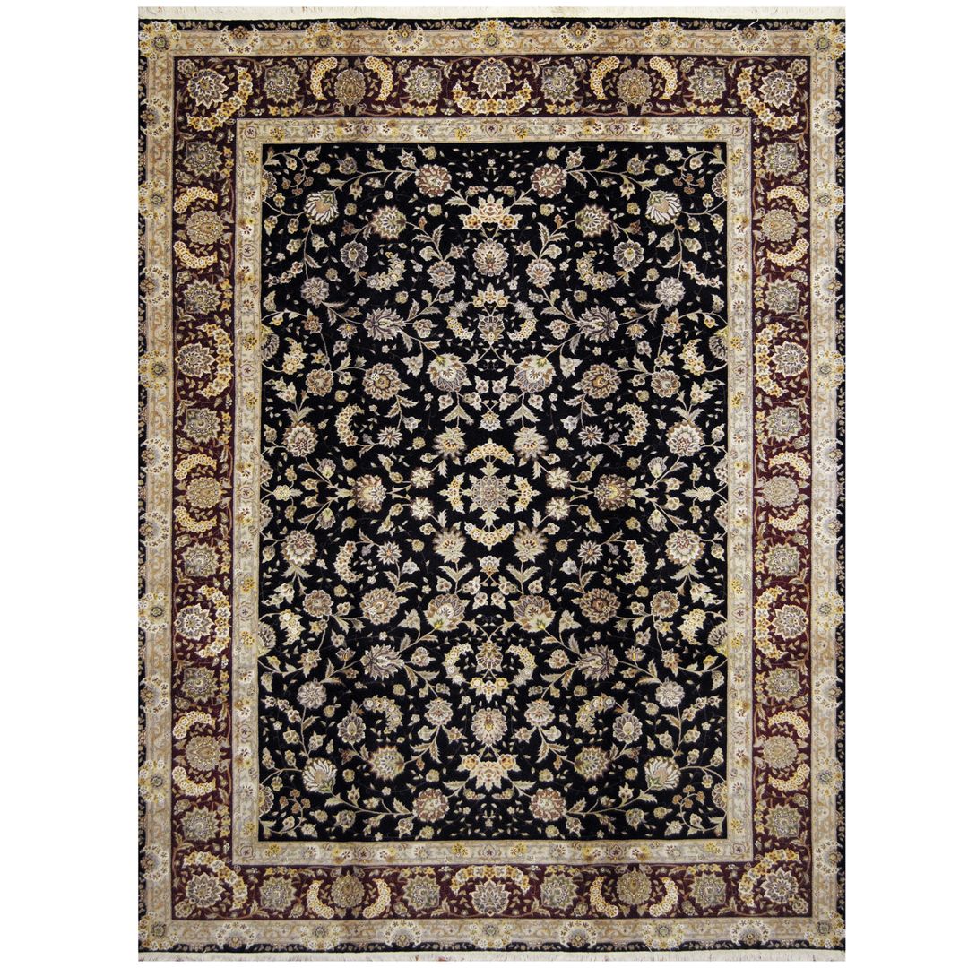 Indo Hand-knotted Tabriz Wool & Silk Rug (8'8 x 11'8)
