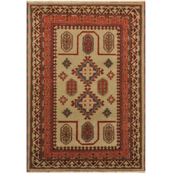 Indo Hand-knotted Tribal Kazak Wool Rug (4'3 x 6')