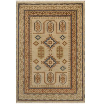 Indo Hand-knotted Tribal Kazak Wool Rug (4'2 x 6')
