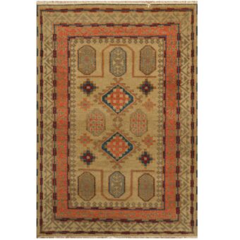 Indo Hand-knotted Tribal Kazak Wool Rug (4'3 x 6')