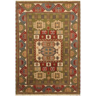 Indo Hand-knotted Tribal Kazak Wool Rug (4'8 x 6'8)