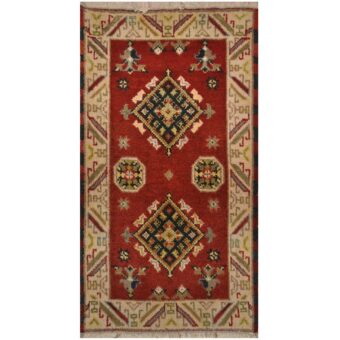 Indo Hand-knotted Tribal Kazak Wool Rug (2'2 x 4')