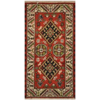 Indo Hand-knotted Tribal Kazak Wool Rug (2'1 x 4')