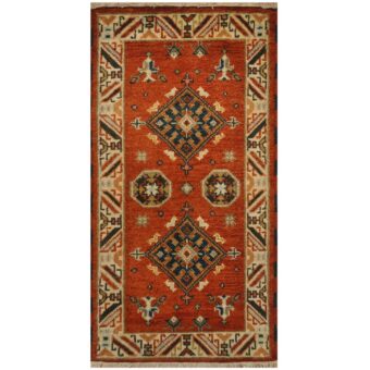 Indo Hand-knotted Tribal Kazak Wool Rug (2'2 x 4'1)