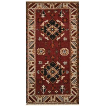 Indo Hand-knotted Tribal Kazak Wool Rug (2'2 x 4')