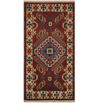 Indo Hand-knotted Tribal Kazak Wool Rug (2'2 x 4')