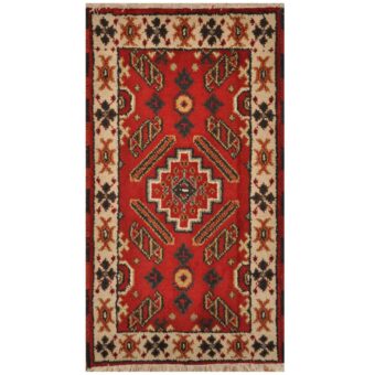 Indo Hand-knotted Tribal Kazak Wool Rug (2'2 x 3'10)