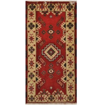 Indo Hand-knotted Tribal Kazak Wool Rug (2'1 x 4')