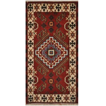 Indo Hand-knotted Tribal Kazak Wool Rug (2'2 x 4')