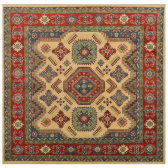 Afghan Hand-knotted Tribal Kazak Wool Rug (8'3 x 8'6)