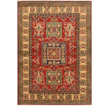 Afghan Hand-knotted Tribal Kazak Wool Rug (4'2 x 5'10)