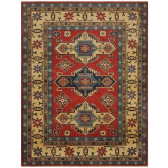 Afghan Hand-knotted Kazak Wool Rug (5' x 6'8)