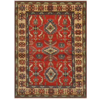 Afghan Hand-knotted Kazak Wool Rug (5' x 6'10)