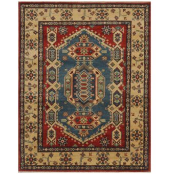 Afghan Hand-knotted Kazak Wool Rug (5' x 6'6)