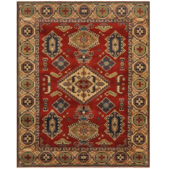 Afghan Hand-knotted Kazak Wool Rug (5'2 x 6'5)