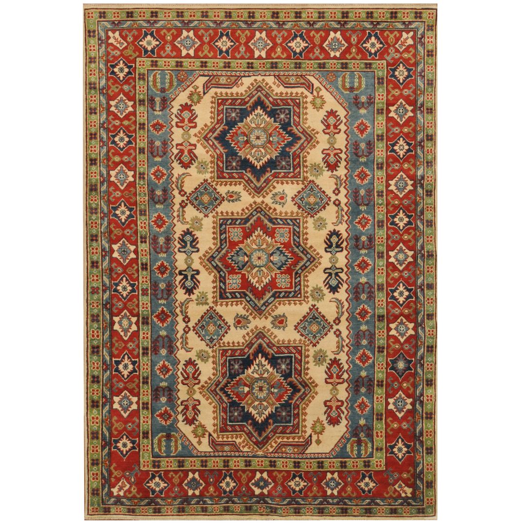 Afghan Hand-knotted Kazak Wool Rug (6' x 9'1)