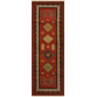 Indo Hand-knotted Kazak Wool Runner (2'10 x 8'2)