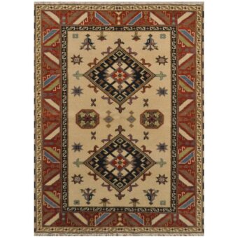 Indo Hand-knotted Kazak Wool Rug (4'9 x 6'6)