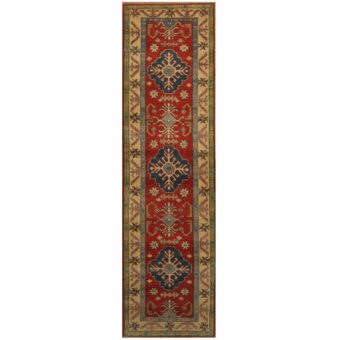 Afghan Hand-knotted Kazak Wool Runner (2'9 x 10')