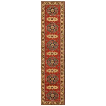 Afghan Hand-knotted Kazak Wool Runner (2'8 x 13')