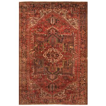 Persian Hand-knotted 1920s Heriz Wool Rug (9'1 x 13'6)