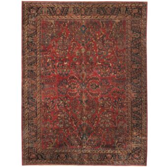 Persian Hand-knotted 1920s Sarouk Wool Rug (9' x 11'5)