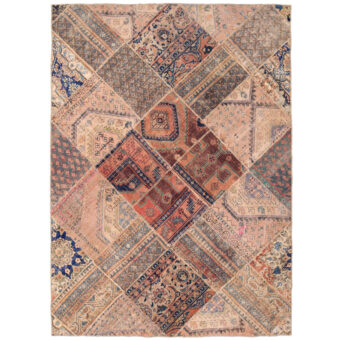 Pak Persian Hand-knotted Patchwork Wool Rug (5'7 x 7'9)
