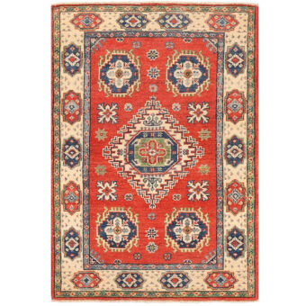 Afghan Hand-knotted Vegetable Dye Kazak Wool Rug (2'7 x 3'8)