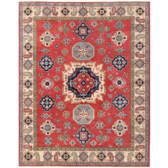 Afghan Hand-knotted Vegetable Dye Kazak Wool Rug (8'4 x 10'4)