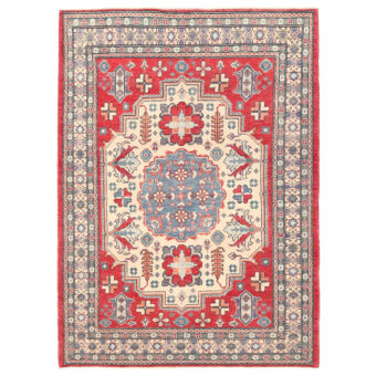 Afghan Hand-knotted Vegetable Dye Kazak Wool Rug (4'10 x 6'8)