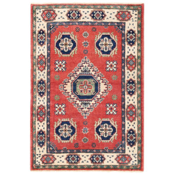 Afghan Hand-knotted Vegetable Dye Kazak Wool Rug (2'7 x 3'11)