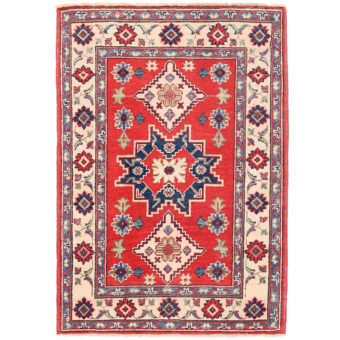 Afghan Hand-knotted Vegetable Dye Kazak Wool Rug (2'7 x 3'9)