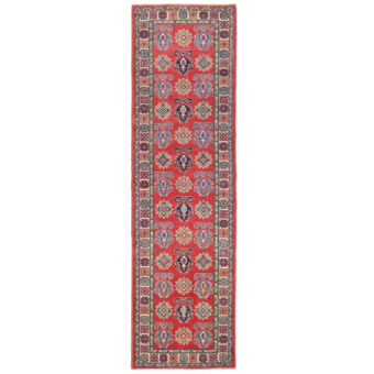 Afghan Hand-knotted Vegetable Dye Kazak Wool Runner (2'8 x 9'8)